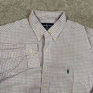 Ralph Lauren Yarmouth Button Down Shirt L Purple Grid Plaid Classic Oxford‎ Logo